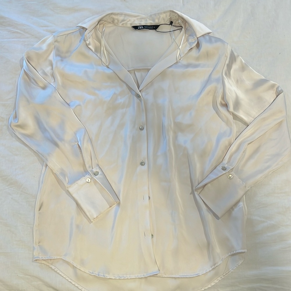 Zara satin long sleeve top
